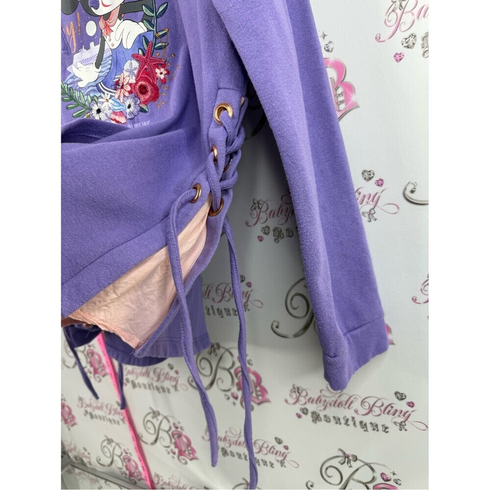 Disney cruise line sweater hoodie Purple Minnie Mouse Lace-Up Hoodie letβs sail - Picture 6 of 11